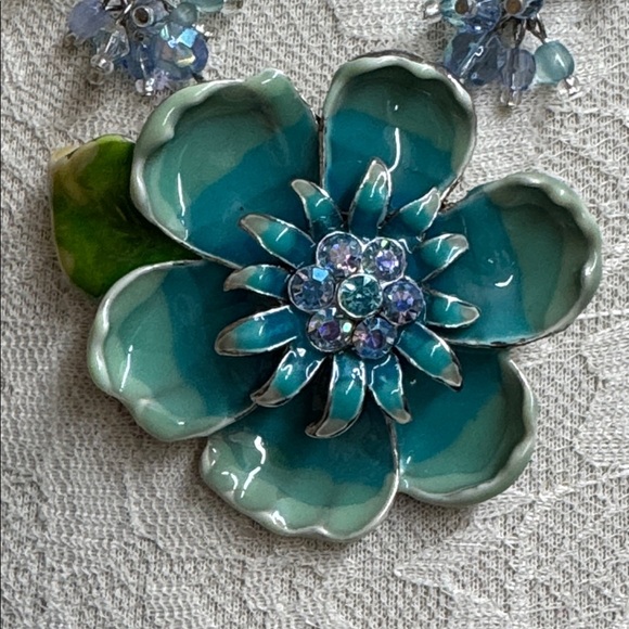 Enamel Flower Beaded Necklace with Earrings - Picture 2 of 5
